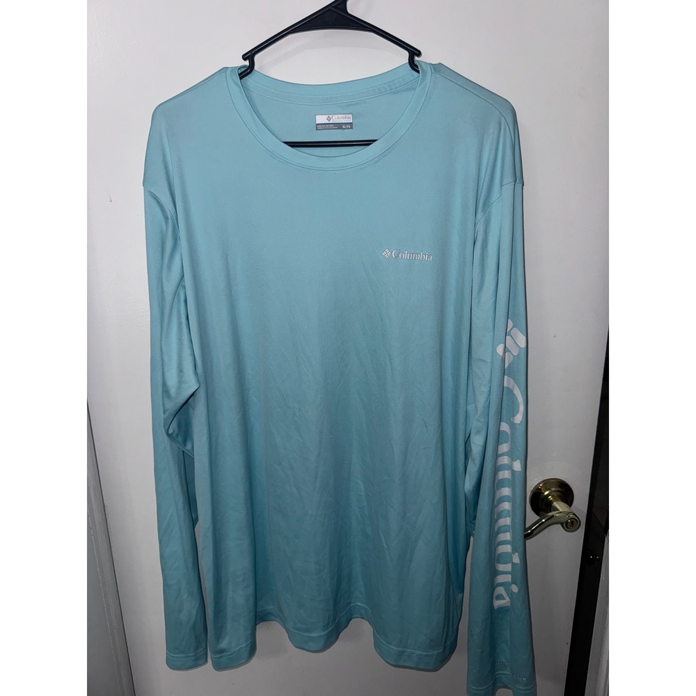 Columbia PFG Long Sleeve Performance Shirt Mens XL Blue Fishing Hiking Tee